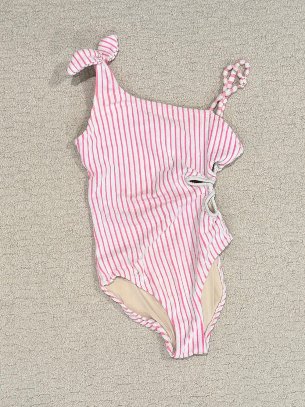 Kids Shade Critters Striped Ribbed Daisy Cut Out One Piece Swimsuit Size 7
